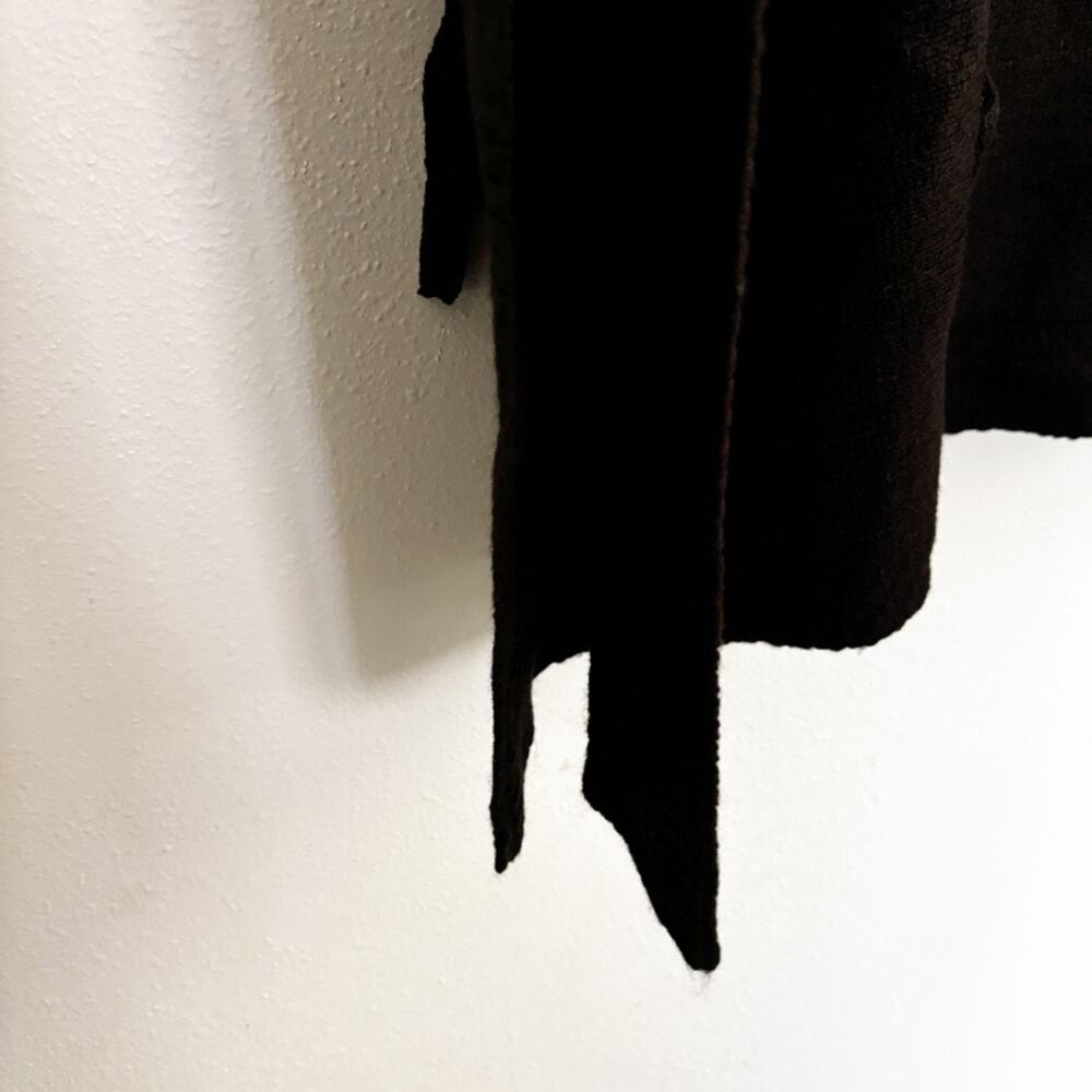 Madden One Size Black Sweater Poncho Braided Shoulder Front Pockets Cozy Staple - Picture 7 of 12